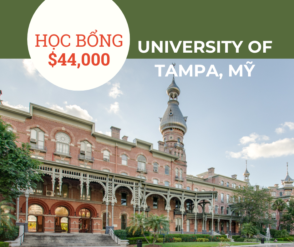 Học bổng $44,000 trường University of Tampa, Mỹ 2024