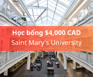 Học bổng $4,000 CAD trường Saint Mary's University, Canada 2024